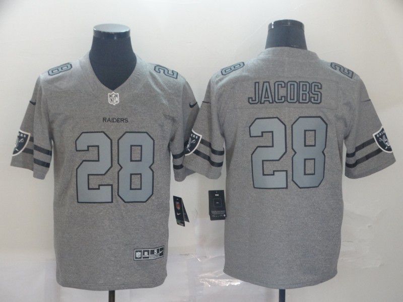 Men Oakland Raiders 28 Jacobs Grey Retro Nike NFL Jerseys